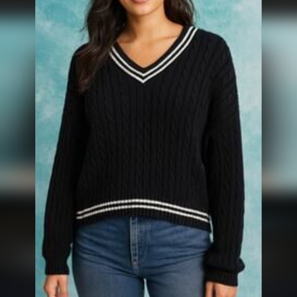 Hollister Black Cable Knit Sweater